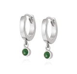 Daisy London |  Aventurine Healing Stone Sterling Silver Huggie Hoops