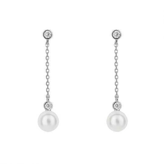 Diamonfire |  Shell Pearl Chain Drop Earrings