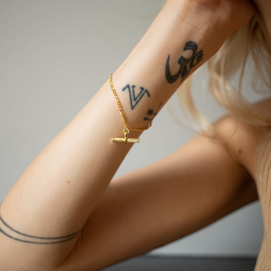 Daisy London |  Stacked T-Bar Bracelet in Gold plate