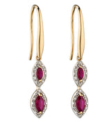 Penmans |  9ct Yellow Gold, Diamonds & Ruby Earrings