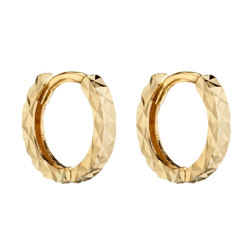 Penmans |  9ct Yellow Gold diamond cut hoop Earrings