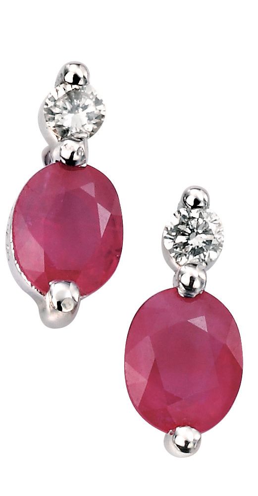 Penmans |  9ct White Gold, Diamond & Ruby Earrings