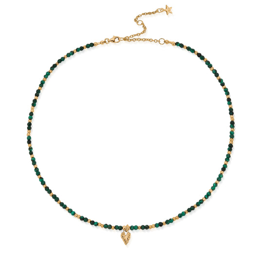 ChloBo |  Gold Leaf Heart sparkle Malachite Necklace