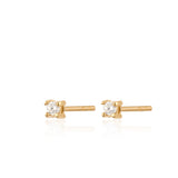 Scream Pretty |  Clear stones & Gold Plate Tiny Stud Earrings