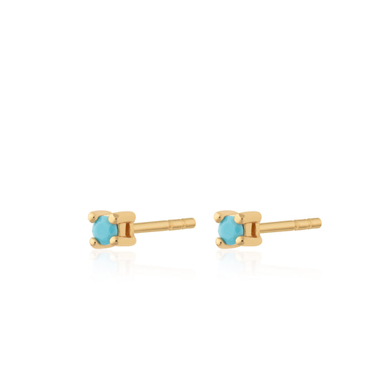 Scream Pretty |  Turquoise & Gold Plate Tiny Stud Earrings