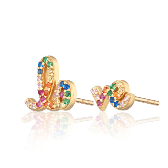 Scream Pretty |  Rainbow Love Gold Plated Stud Earrings