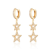 Scream Pretty |  Statement Double Star Gold Plate Earrings