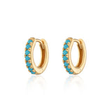 Scream Pretty |  Huggie Hoops with Turquoise stones Gold plated Earrings