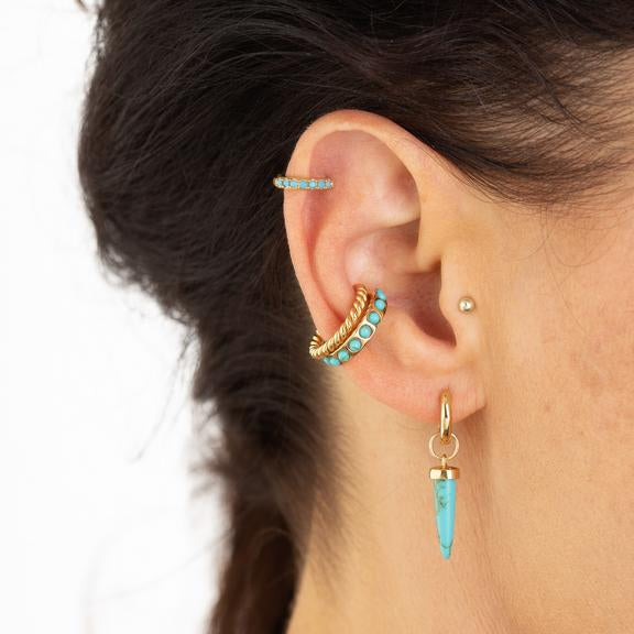 Scream Pretty |  Turquoise Spike Huggie Hoop Single Earring