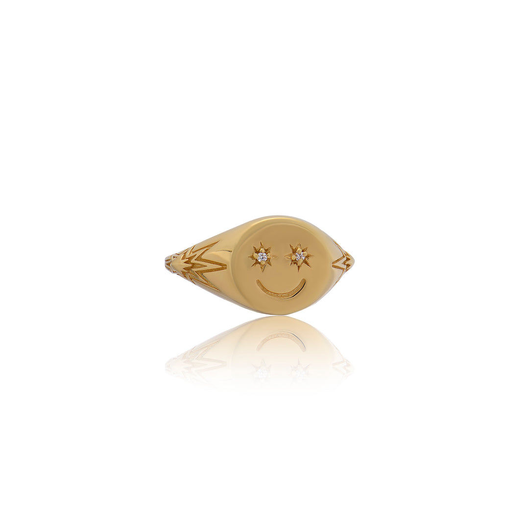 Happy Face Pinky Signet Ring S/M