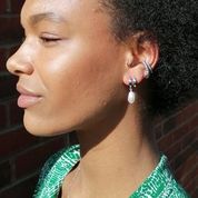 Hannah Martin Baroque Pearl Huggie Hoop Sterling Silver Earrings
