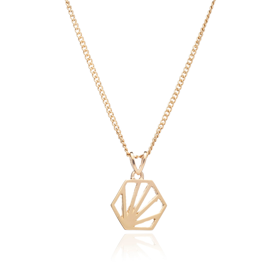 Hexagon Short 22ct Gold Plated Necklace