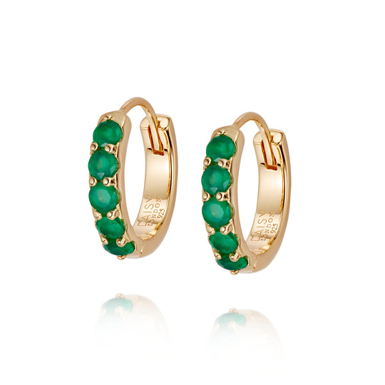 Daisy London |  Beloved Green Onyx & gold plate Huggie Earrings
