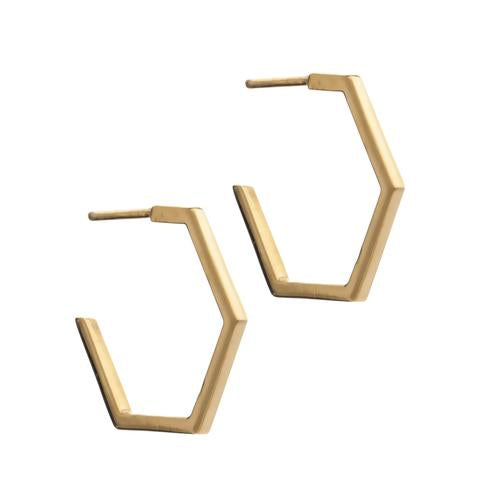 Rachel Jackson |  Hexagon Medium Gold Plate Hoops