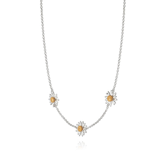 Daisy London |  Daisy 10mm Three Daisy Chain Sterling Silver Pendant Necklace
