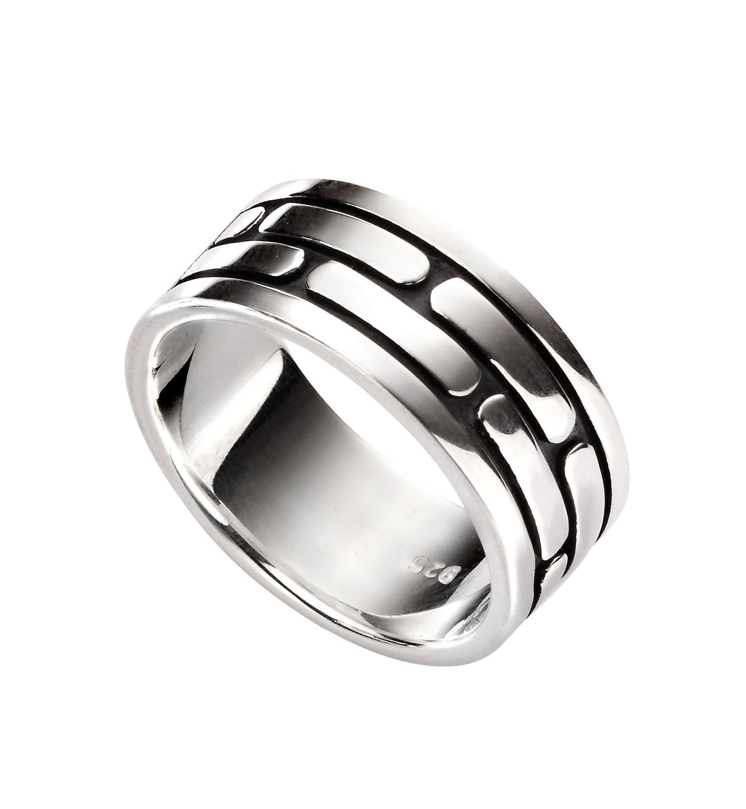 Gents Sterling Silver Oxidised Textured Ring
