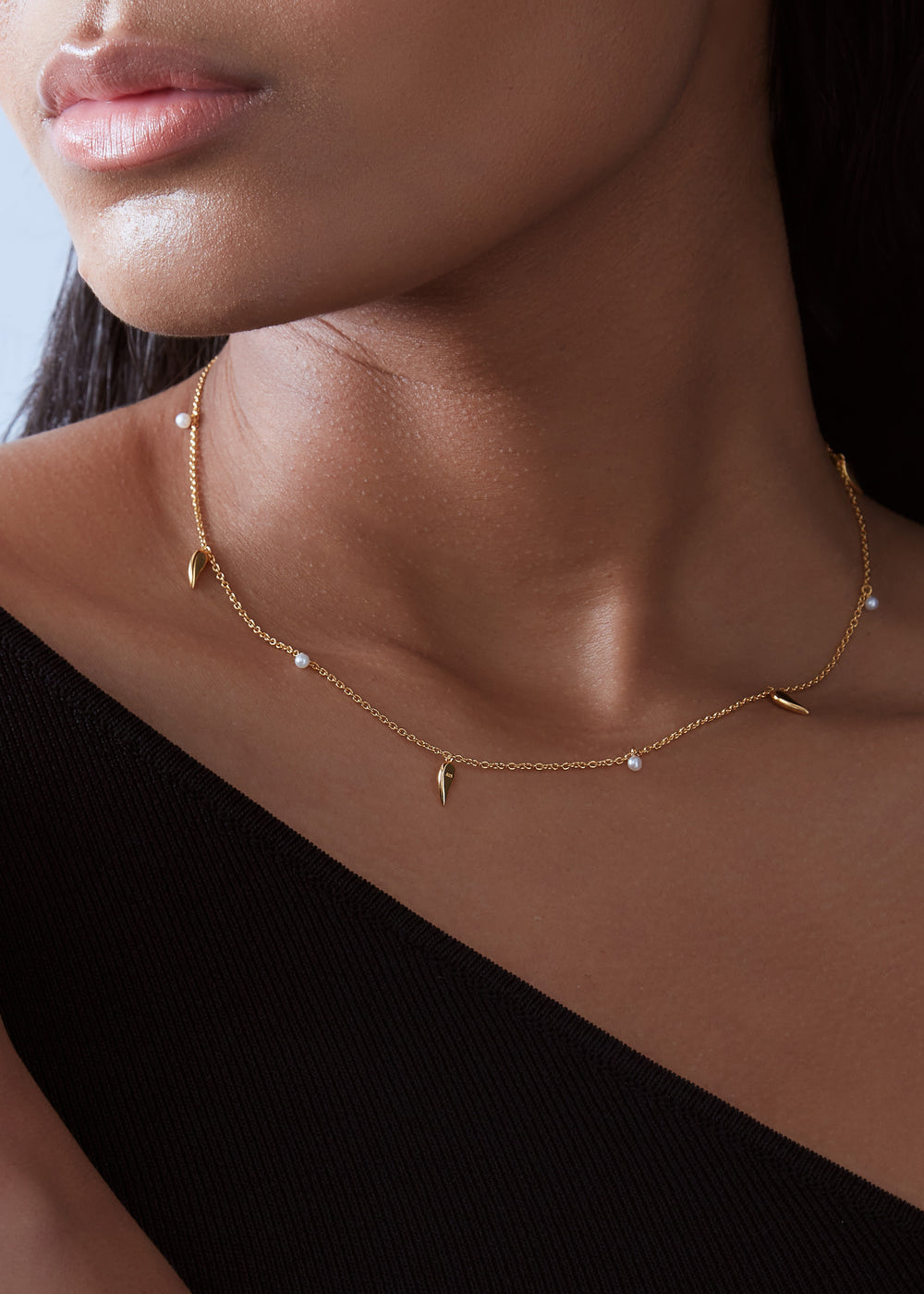 Rachel Jackson |  Studded Kindred Pearl Gold Plate Necklace