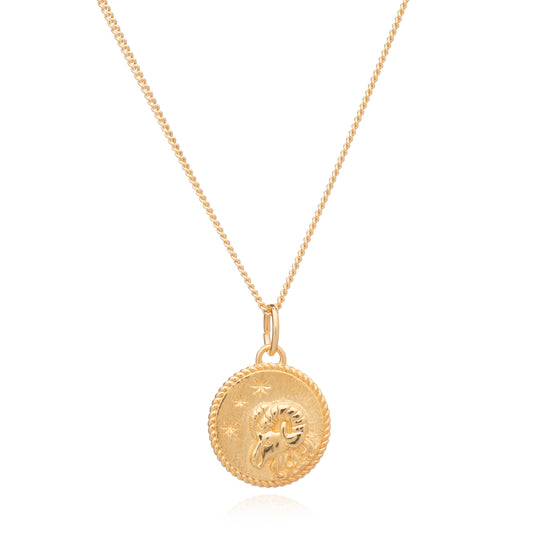 Rachel Jackson |  Zodiac Art - Aries - 22ct Gold Plated Sterling Silver Necklace