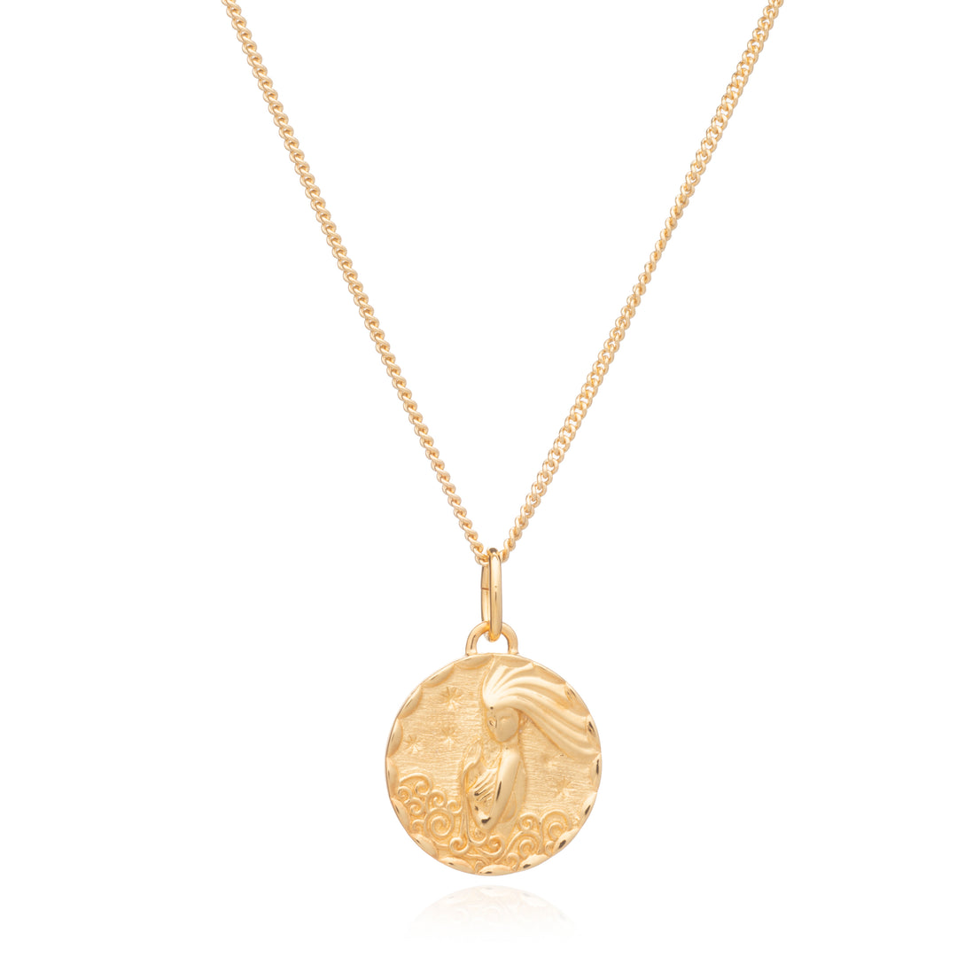 Zodiac Art - Aquarius - 22ct Gold Plated Sterling Silver Necklace