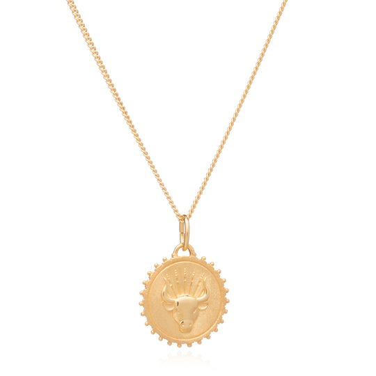 Rachel Jackson |  Zodiac Art - Taurus - 22ct Gold Plated Sterling Silver Necklace