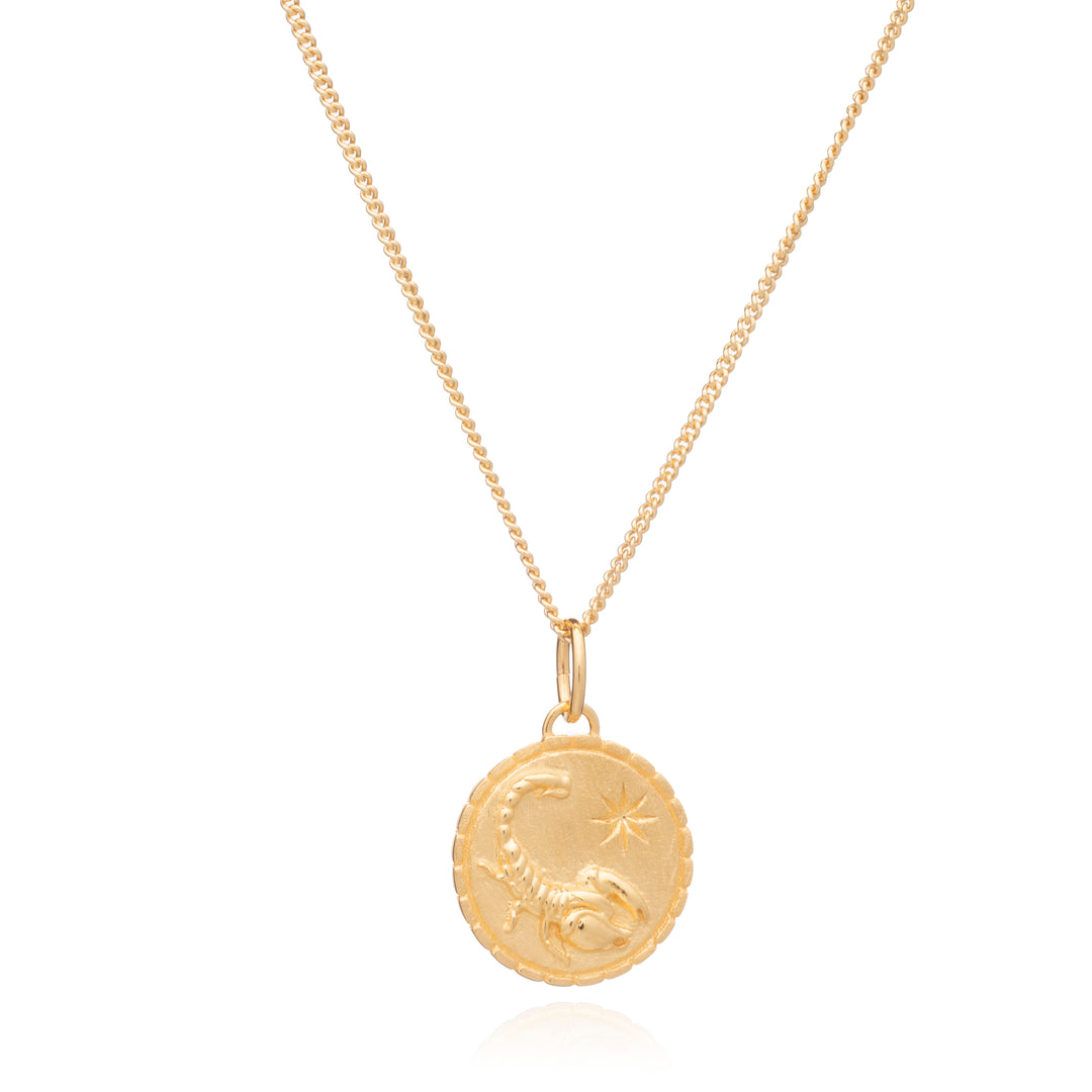 Rachel Jackson |  Zodiac Art - Scorpio - 22ct Gold Plated Sterling Silver Necklace