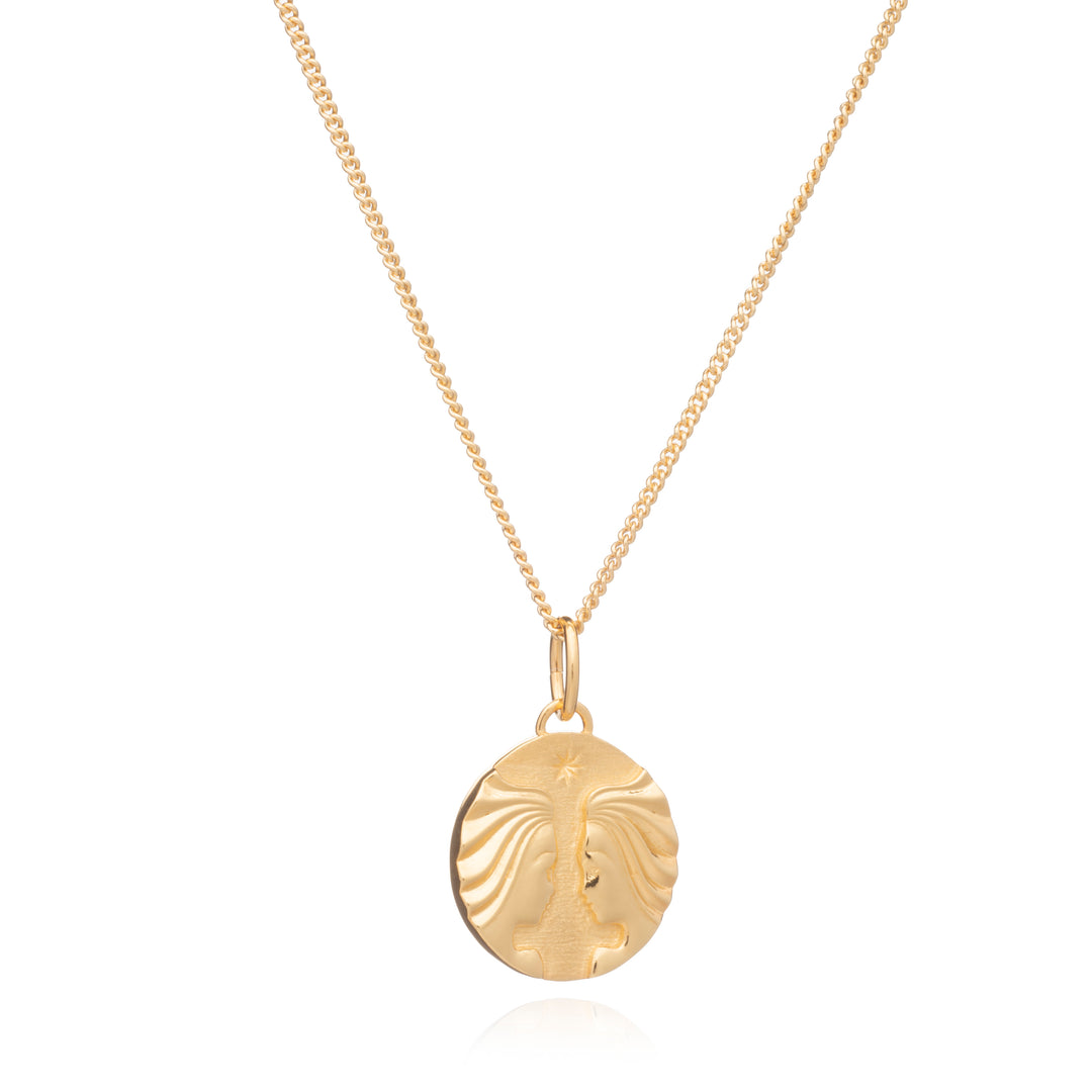 Rachel Jackson |  Zodiac Art - Gemini - 22ct Gold Plated Sterling Silver Necklace