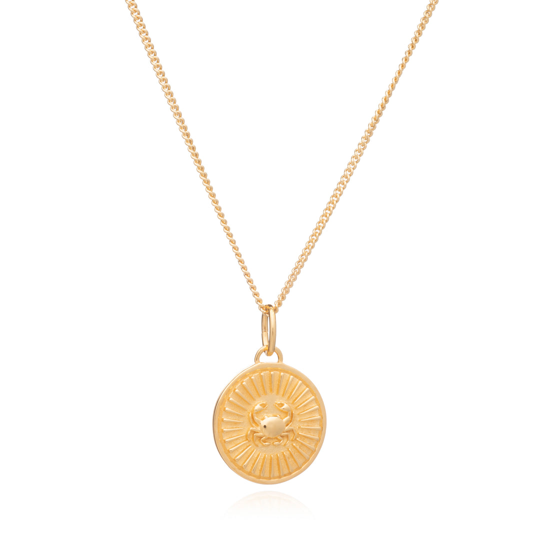 Rachel Jackson |  Zodiac Art - Cancer - 22ct Gold Plated Sterling Silver Necklace