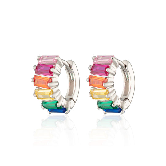 Scream Pretty |  Rainbow Baquette Huggie Earrings