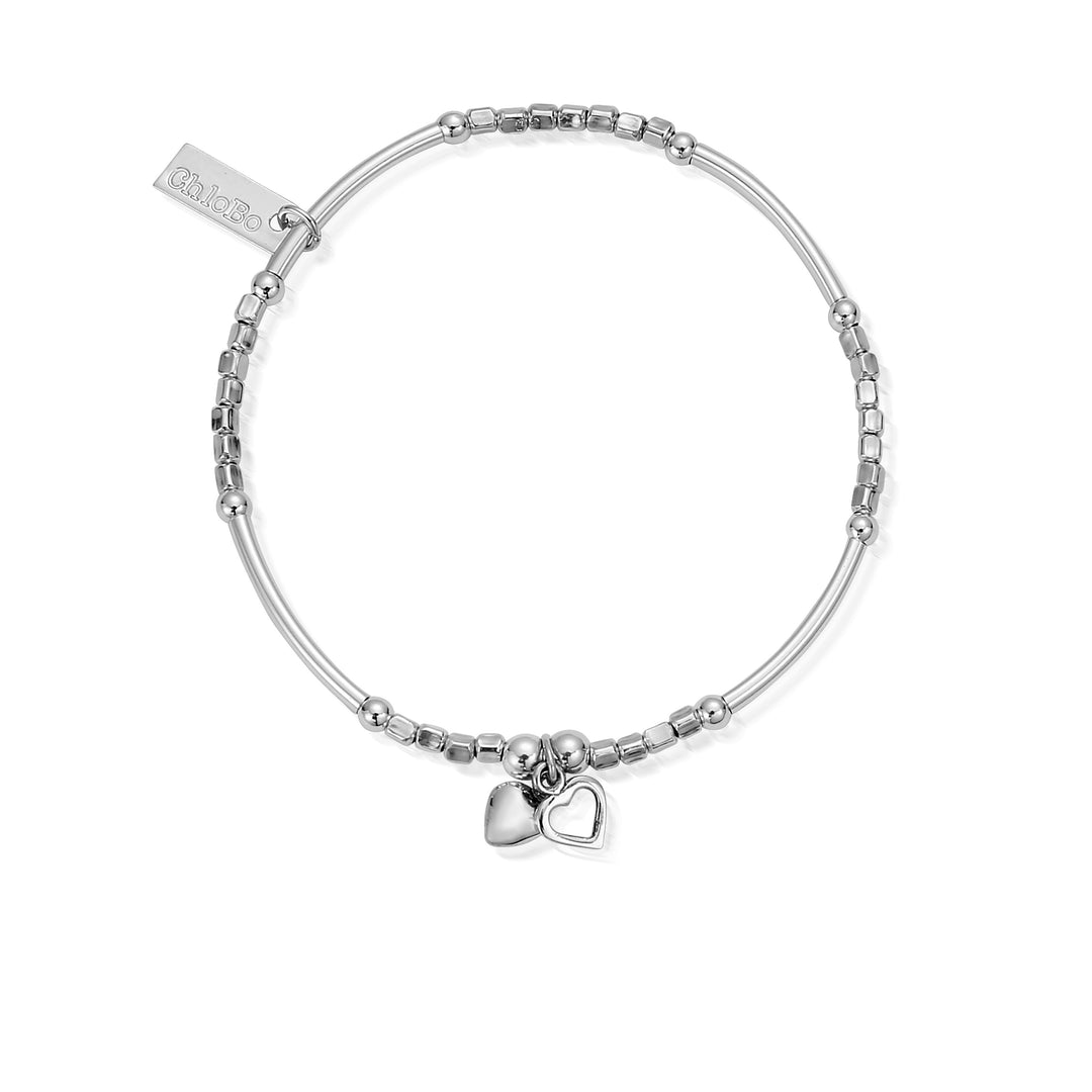 ChloBo |  Double Hearts Mini Noodle Sterling Silver Bracelet