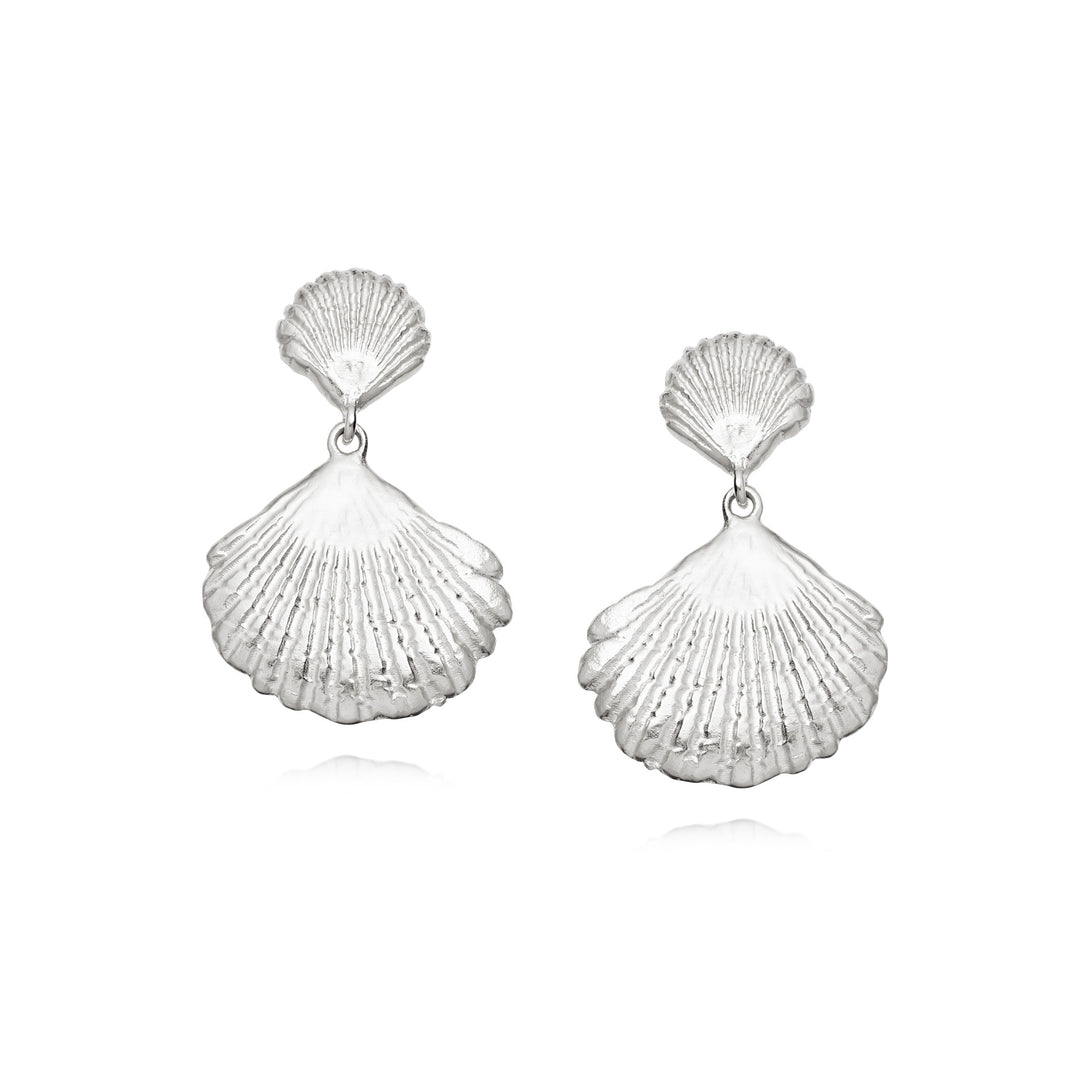 Daisy London |  Isla Double Shell Drop Sterling Silver Earrings