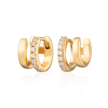 Scream Pretty |  Mismatched Double Huggie Gold Plate Earrings