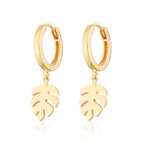 Scream Pretty |  Leaf Gold Plate Hoop Earrings