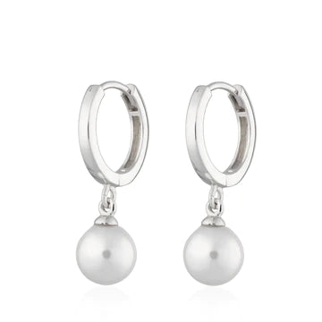 Scream Pretty |  Modern Pearl Sterling Silver Hoop Earrings