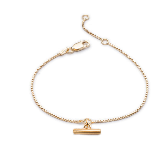 Rachel Jackson |  Mini T-Bar 22ct Gold Plated Bracelet