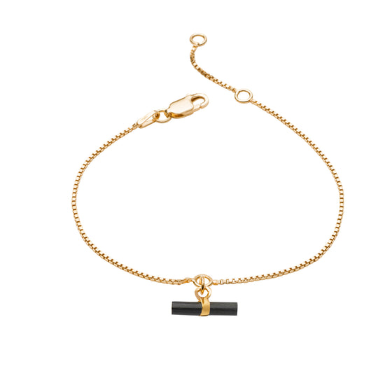 Mini Onyx T-Bar Gold bracelet
