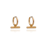 Rachel Jackson |  Mini T-Bar 22ct Gold Plated Huggie Hoop Earrings