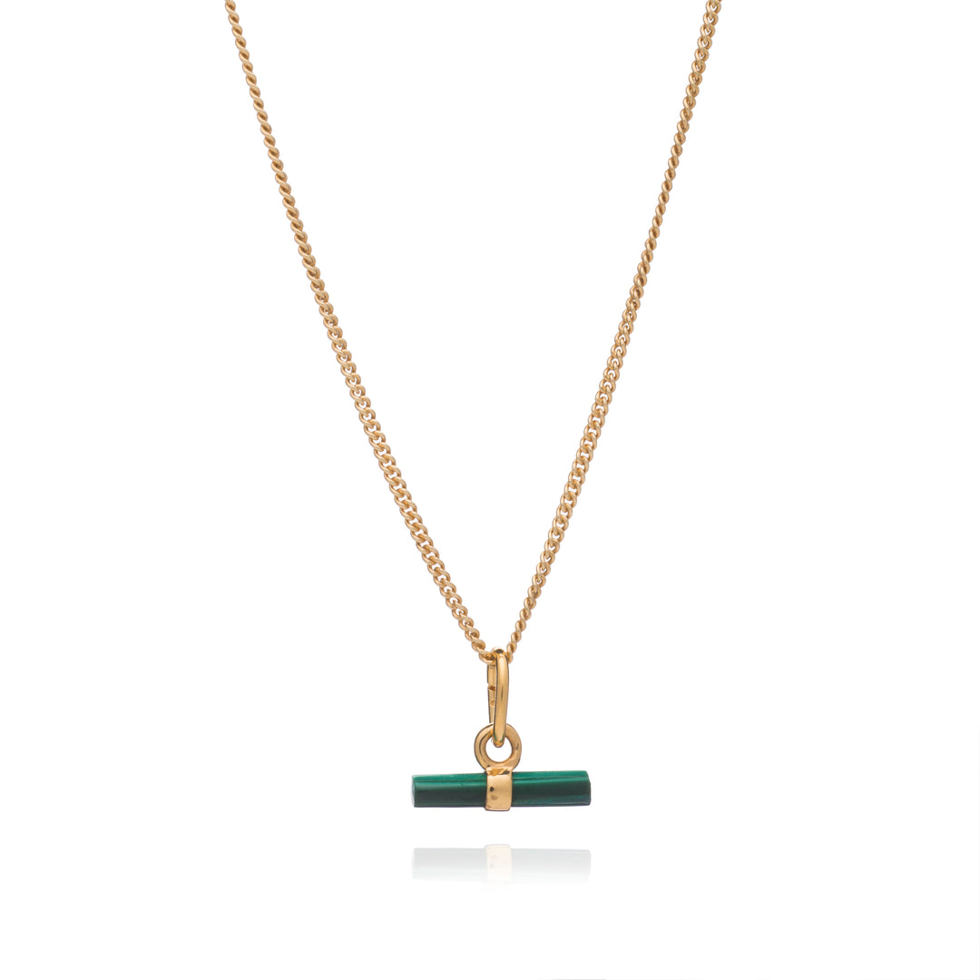 Rachel Jackson |  Mini Malachite T-Bar 22ct Gold Plated Necklace