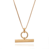 Rachel Jackson |  Ridged T-Bar 22ct Gold Plated Necklace