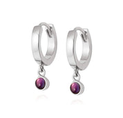 Daisy London |  Amethyst Healing Stone Sterling Silver Huggie Hoops