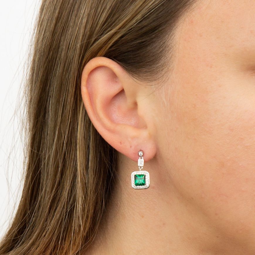 Diamonfire |  Art Deco Style Emerald Earrings