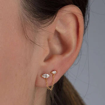 Droplet Double stud single Earring