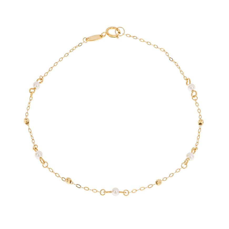 Penmans |  9ct Yellow Gold Trace Chain Station Bracelet