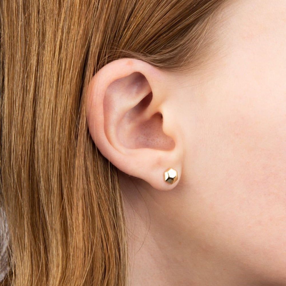 Penmans |  9ct Yellow Gold Hexagon Stud Earrings