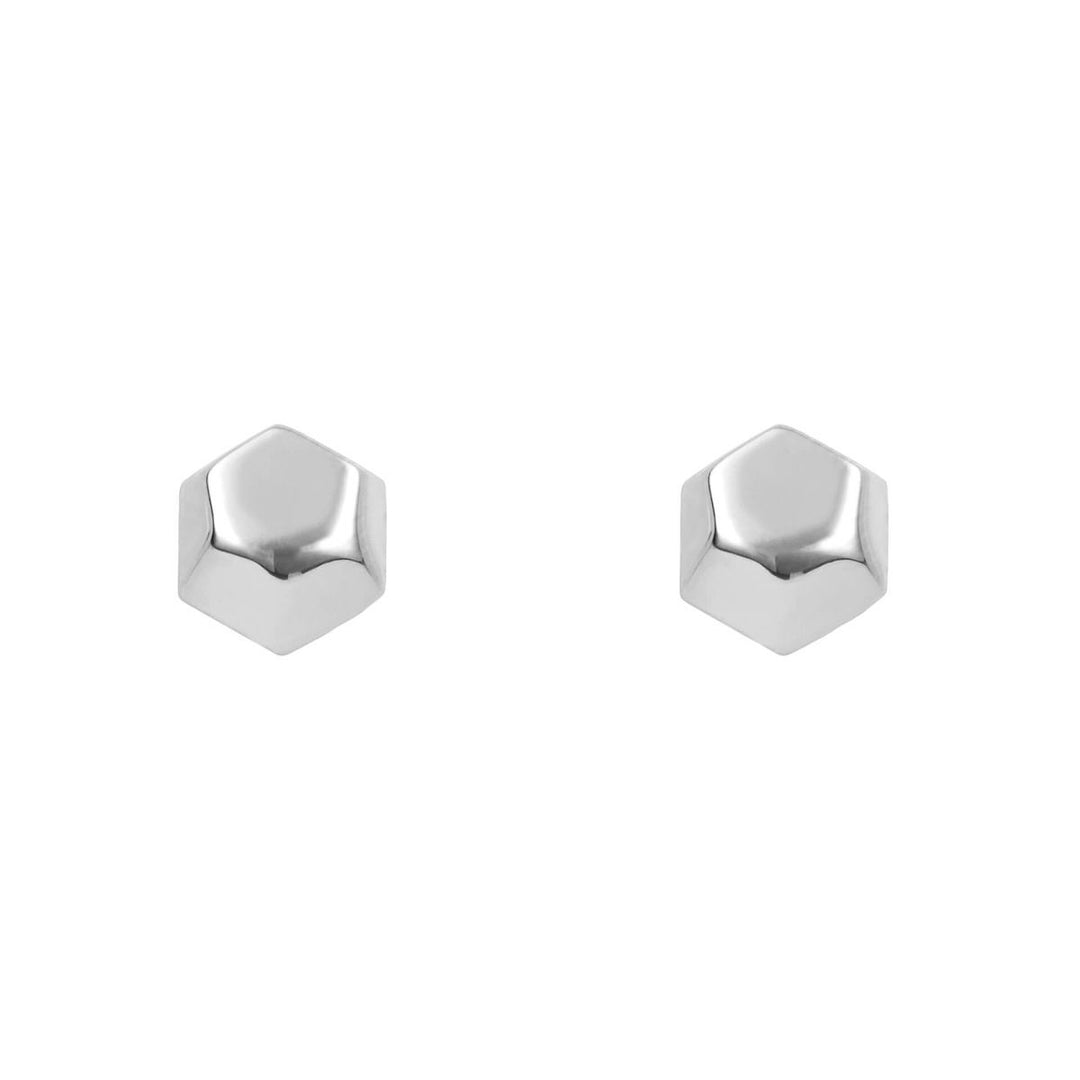 Penmans |  9ct White Gold Hexagon Stud Earrings