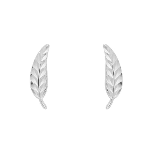 Penmans |  9ct White Gold Feather Stud Earrings