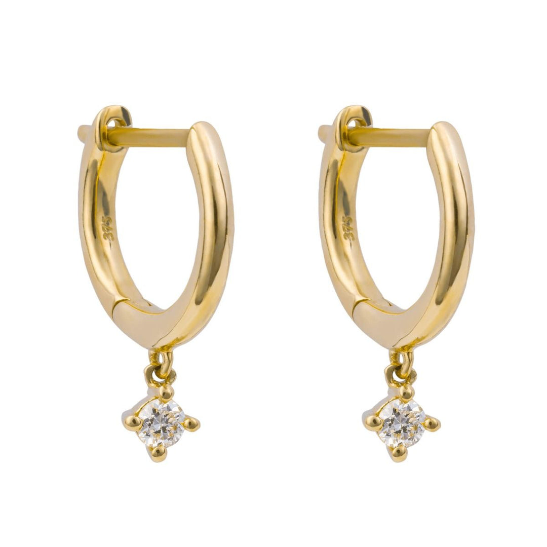 9ct Yellow Gold & Diamond Drop Earrings