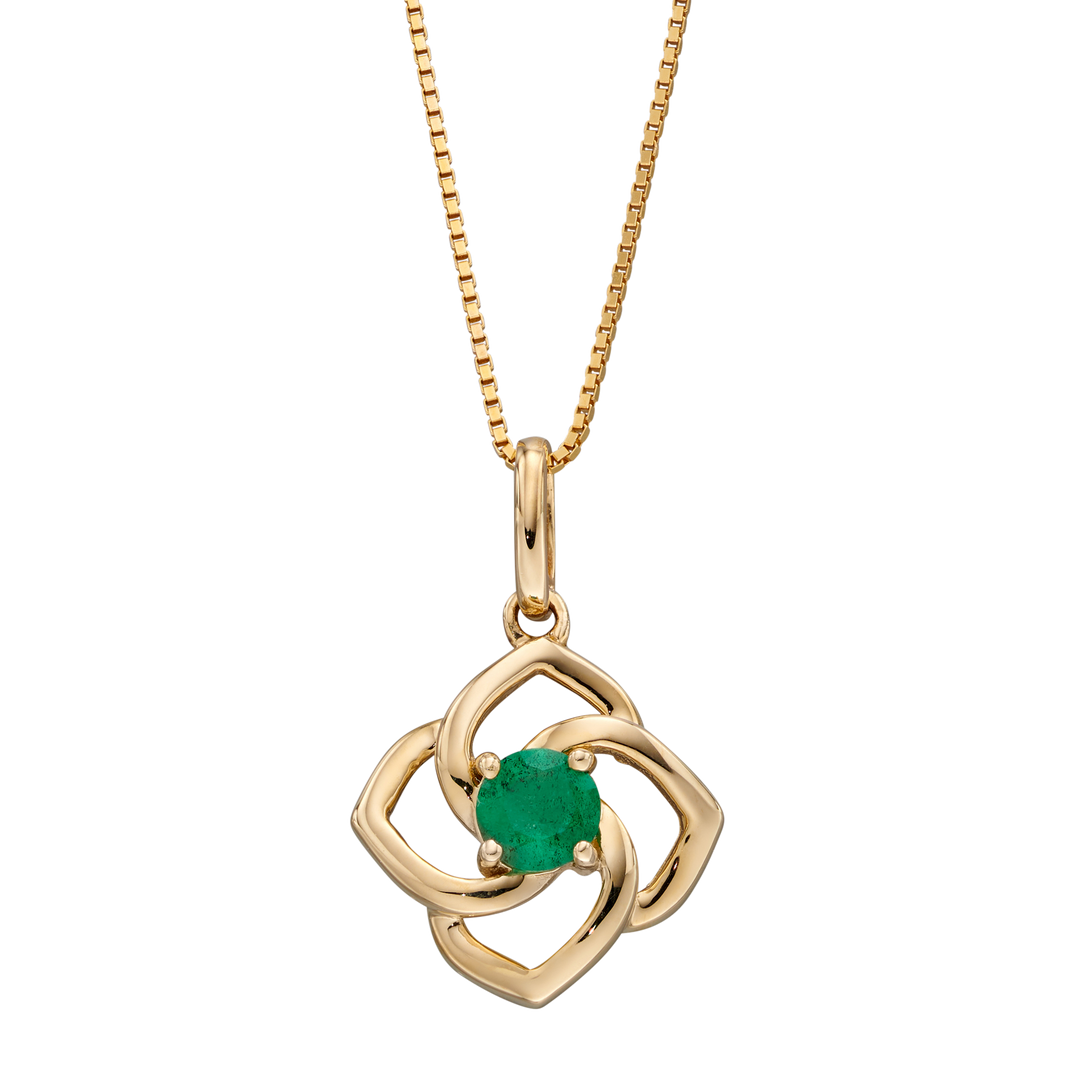 Penmans |  9ct Yellow Gold Emerald open flower pendant