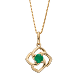 Penmans |  9ct Yellow Gold Emerald open flower pendant