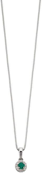 Penmans |  9ct White Gold, Diamond & Emerald Pendant