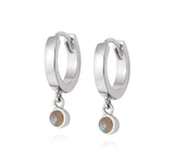 Daisy London |  Labrodorite Healing Stone Sterling Silver Huggie Hoops
